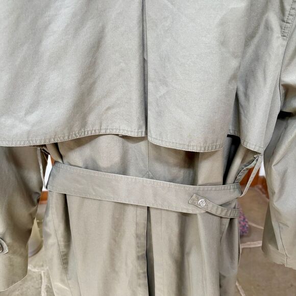 London Fog Towne Trench Coat in Khaki Green w/Sustainable Sashiko Mend 1X - Picture 10 of 12
